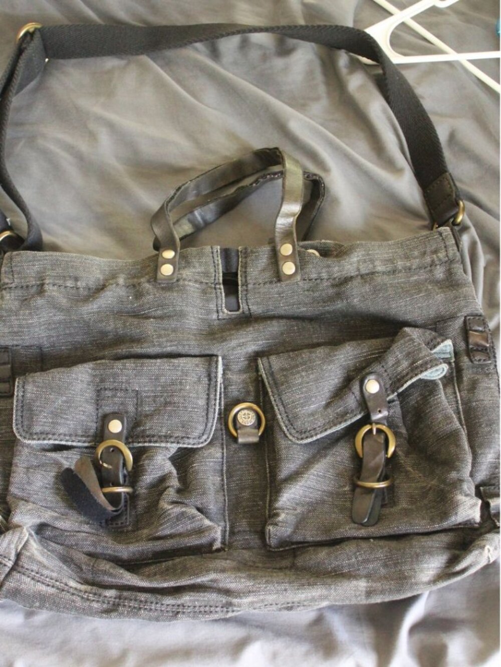 Lucky Brand Utility Tote Bag With Leather Handles Black